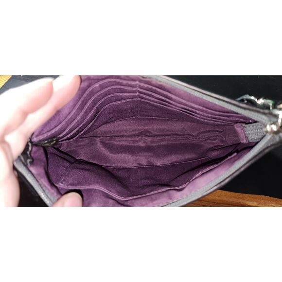 Coach zip wristlet dark charcoal gray jacquard cloth - Picture 4 of 6